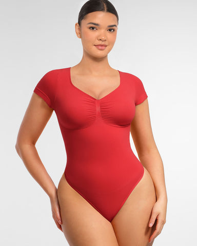 Women’s V-Neck Compression Bodysuit – Seamless Shapewear Top