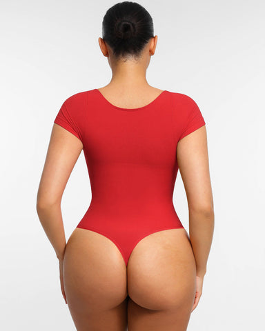 Women’s V-Neck Compression Bodysuit – Seamless Shapewear Top