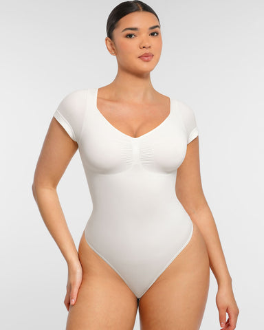 Women’s V-Neck Compression Bodysuit – Seamless Shapewear Top