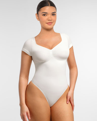Women’s V-Neck Compression Bodysuit – Seamless Shapewear Top