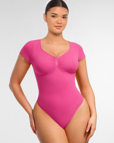 Women’s V-Neck Compression Bodysuit – Seamless Shapewear Top