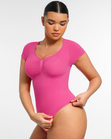 Women’s V-Neck Compression Bodysuit – Seamless Shapewear Top