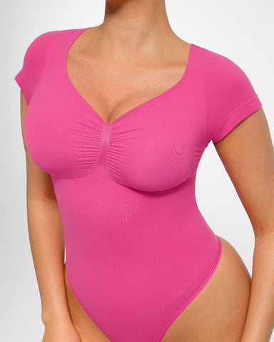 Women’s V-Neck Compression Bodysuit – Seamless Shapewear Top