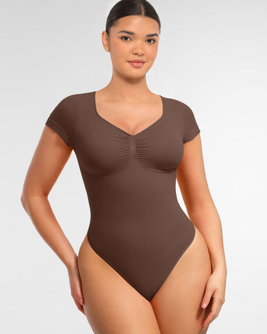 Women’s V-Neck Compression Bodysuit – Seamless Shapewear Top
