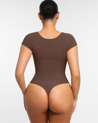 Women’s V-Neck Compression Bodysuit – Seamless Shapewear Top