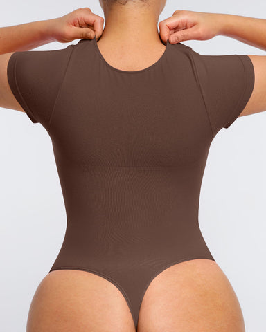 Women’s V-Neck Compression Bodysuit – Seamless Shapewear Top