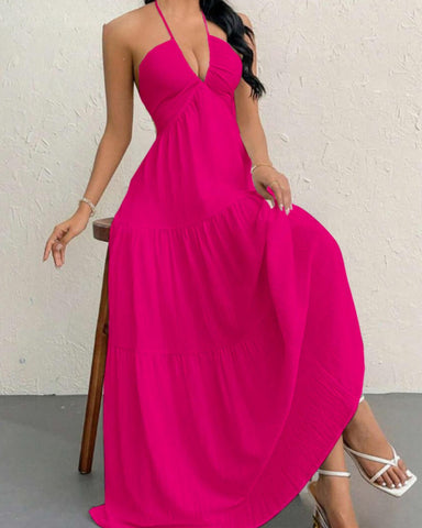 Women's Summer Sleeveless Loose A Line Plain Dress