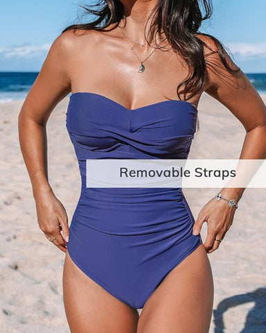 Navy Sweetheart Convertible Tummy Control One-Piece