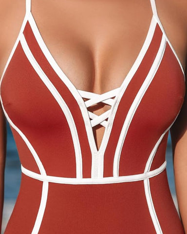 Monochrome Plunging Crossback Slim & Sculpt One-Piece