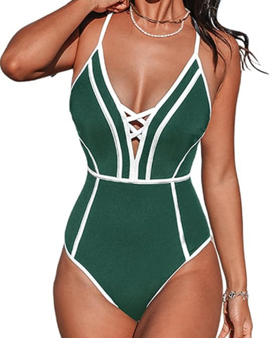 Monochrome Plunging Crossback Slim & Sculpt One-Piece