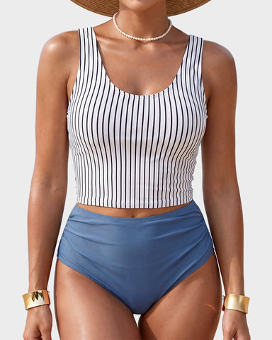 Tummy Control Cutout Back Tankini Set