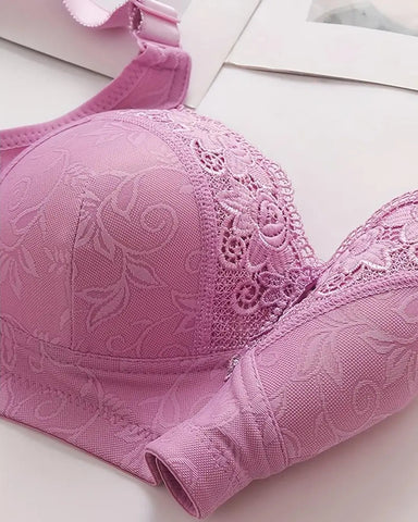 3 Packs Women's Contrast Lace Push Up Bra Soft Breathable Adjustable Bralette