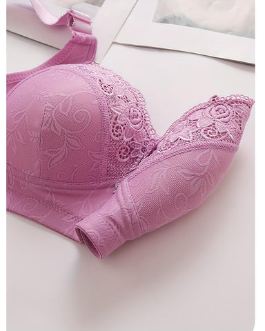 3 Packs Women's Contrast Lace Push Up Bra Soft Breathable Adjustable Bralette