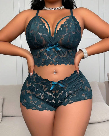 Seduluxe Plus Size Lace Lingerie Set  2-Piece Sexy Sleepwear