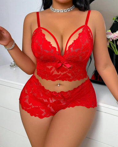 Seduluxe Plus Size Lace Lingerie Set  2-Piece Sexy Sleepwear