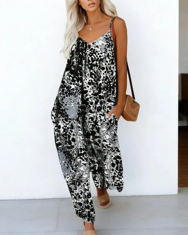 Plus Size Wide Leg Overall Jumpsuit with Pockets