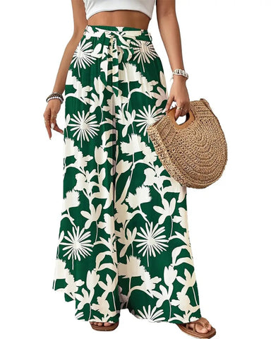Wide Leg Flowy Palazzo Pants, High-Waist Summer Trousers