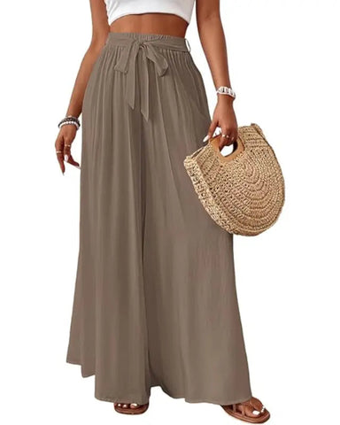 Wide Leg Flowy Palazzo Pants, High-Waist Summer Trousers