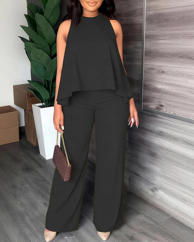 Women’s Halter 2PC Set Wide Leg Pants Summer Outfit