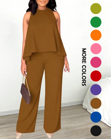 Women’s Halter 2PC Set Wide Leg Pants Summer Outfit