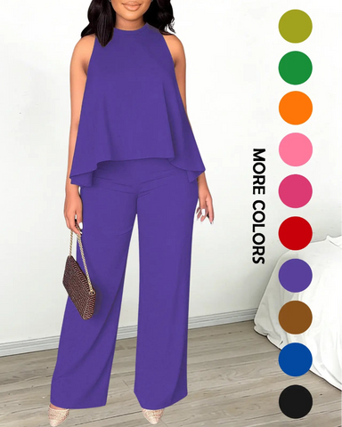 Women’s Halter 2PC Set Wide Leg Pants Summer Outfit
