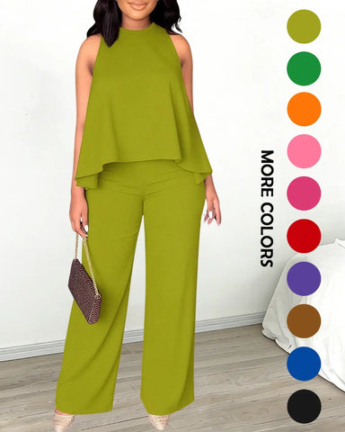 Women’s Halter 2PC Set Wide Leg Pants Summer Outfit