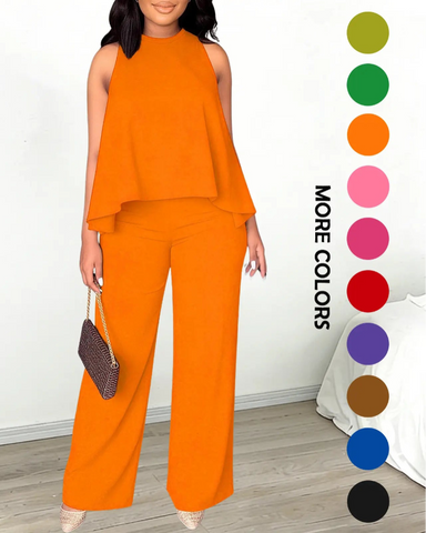 Women’s Halter 2PC Set Wide Leg Pants Summer Outfit