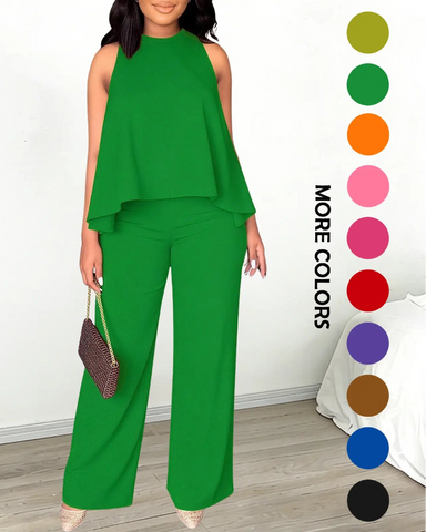 Women’s Halter 2PC Set Wide Leg Pants Summer Outfit