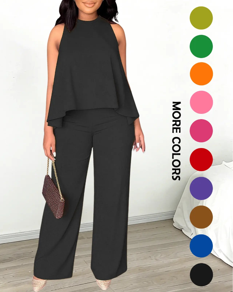 Women’s Halter 2PC Set Wide Leg Pants Summer Outfit