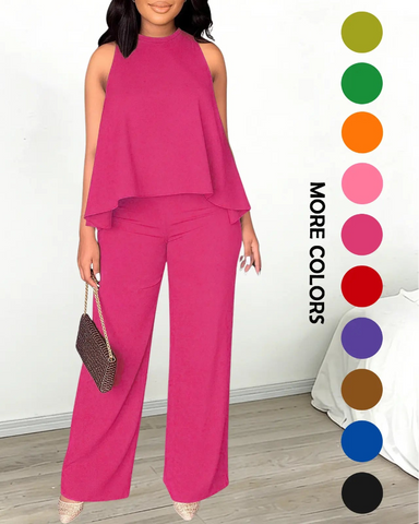 Women’s Halter 2PC Set Wide Leg Pants Summer Outfit