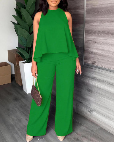 Women’s Halter 2PC Set Wide Leg Pants Summer Outfit