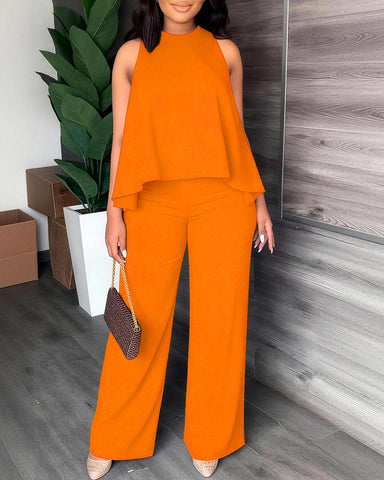 Women’s Halter 2PC Set Wide Leg Pants Summer Outfit