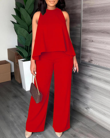 Women’s Halter 2PC Set Wide Leg Pants Summer Outfit