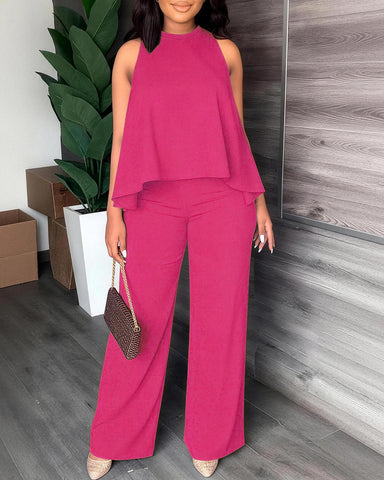 Women’s Halter 2PC Set Wide Leg Pants Summer Outfit