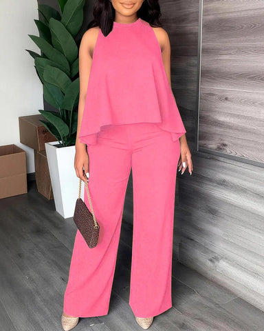 Women’s Halter 2PC Set Wide Leg Pants Summer Outfit