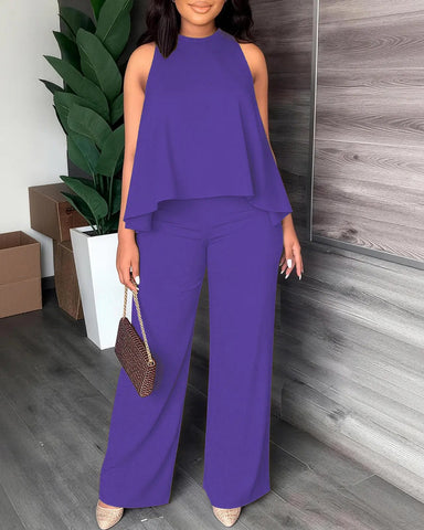 Women’s Halter 2PC Set Wide Leg Pants Summer Outfit