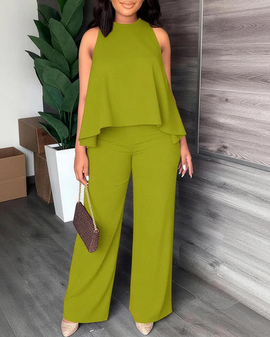Women’s Halter 2PC Set Wide Leg Pants Summer Outfit