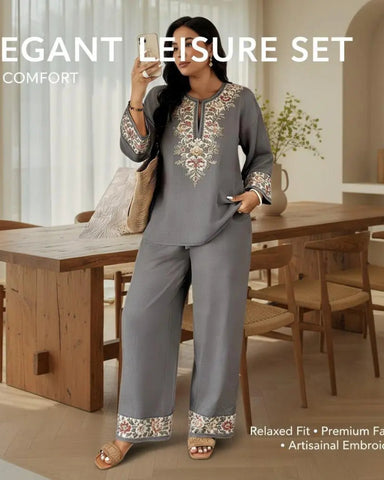 Women’s Ethnic 2-Piece Set: Long-Sleeve Lace Top & Dress