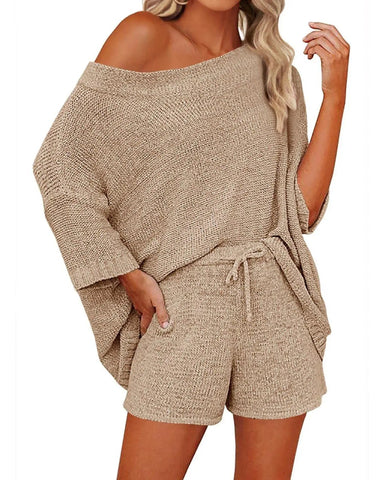 Women’s 2-Piece Off-Shoulder Sweater & Shorts Set