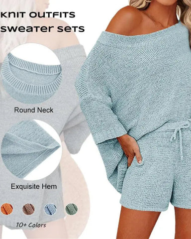 Women’s 2-Piece Off-Shoulder Sweater & Shorts Set