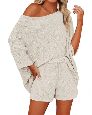 Women’s 2-Piece Off-Shoulder Sweater & Shorts Set