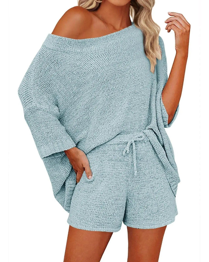 Women’s 2-Piece Off-Shoulder Sweater & Shorts Set