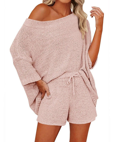 Women’s 2-Piece Off-Shoulder Sweater & Shorts Set