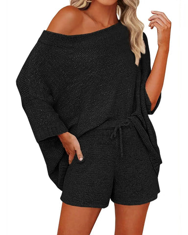 Women’s 2-Piece Off-Shoulder Sweater & Shorts Set