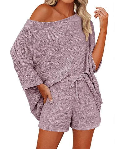 Women’s 2-Piece Off-Shoulder Sweater & Shorts Set