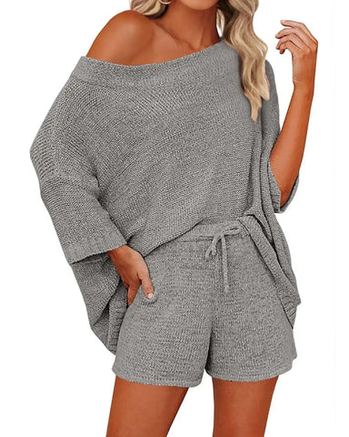 Women’s 2-Piece Off-Shoulder Sweater & Shorts Set
