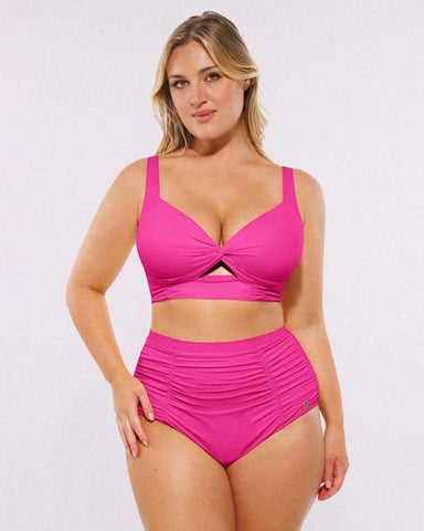 High-waisted shaping two-piece bikini set, designed to create a flattering silhouette