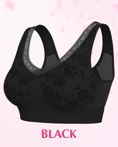 Women’s Wireless Lace Bra with Maximum Support