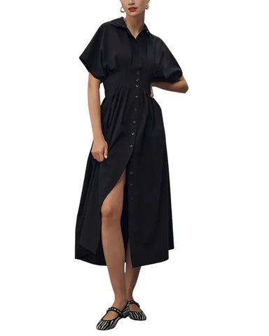 Women's Button-Down Maxi Sundress with Pockets Loose Casual Summer Shirt Dress