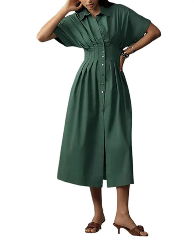 Women's Button-Down Maxi Sundress with Pockets Loose Casual Summer Shirt Dress